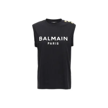 BALMAIN Logo Printed Sleeveless Tank Top