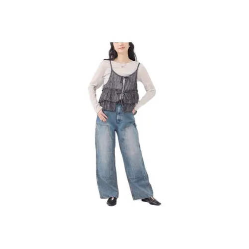 FREAK'S STORE Camisole Sheer Lamé Pleated Bustier Camisole Women's