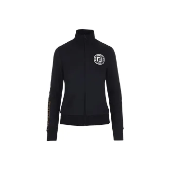 FENDI Logo Track Jacket 'Black/Tobacco'