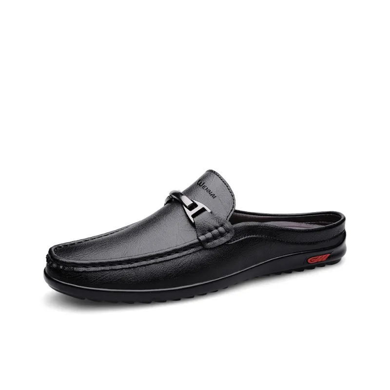 Wen Nai Rubber Sole Quiet Slip Resistant Closed Toe Slippers Men's Black-1