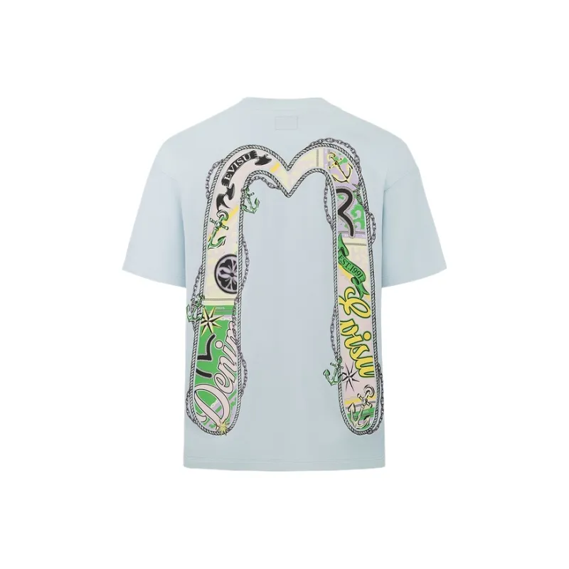 EVISU Large M And Logo Print Minimalist Style Comfortable Short Sleeved T Shirt Women's-4