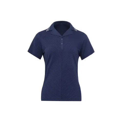 LI NING 1990 Golf Series Polo Shirts Women's Dark Ship Blue