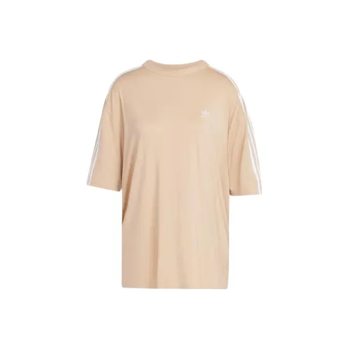 Adidas Originals ADICOLOR 3-STRIPES SS24 Drop Shoulder Sleeve T-Shirt Women's Enchanted Beige