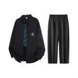 Black Green Stripes Tie Clothing Sets