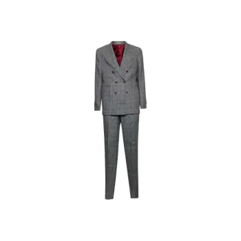 Brunello Cucinelli Black Prince Of Wales Checked Suit