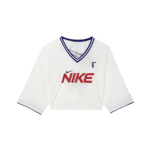 Nike Sportswear Women'ss V Neck pullover Hoody Sporty Casual T Shirt White