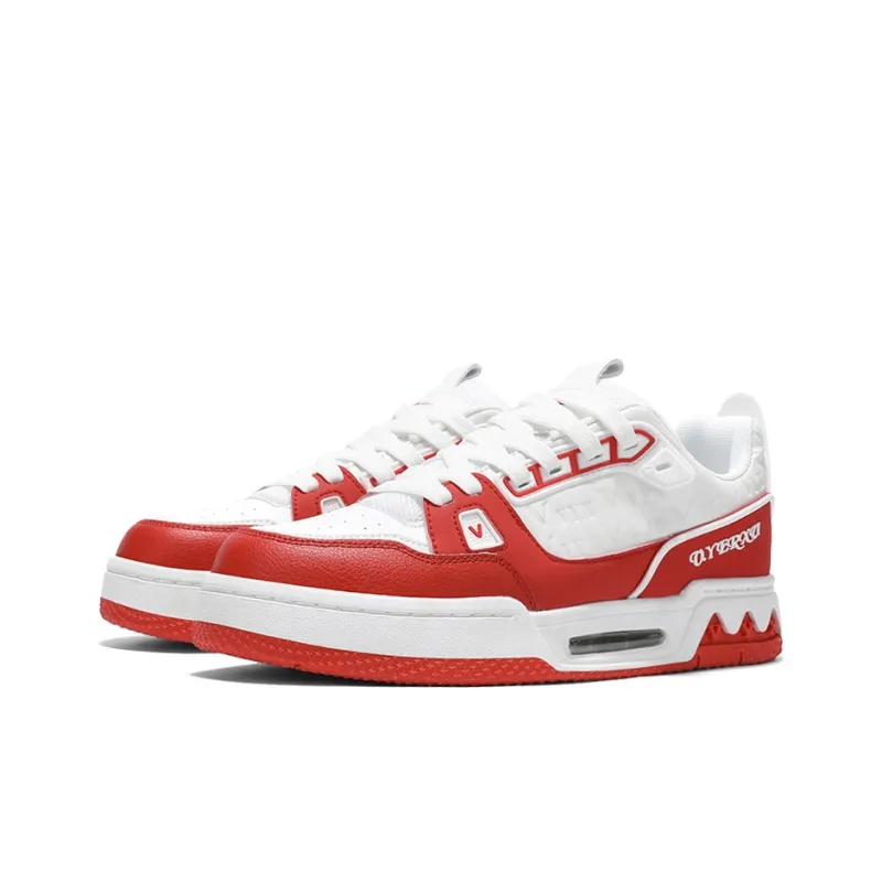 V.YERXU Air Trainer Versatile Casual Red Height Increasing Abrasion Resistant Low Top Skateboard Shoes Unisex-2
