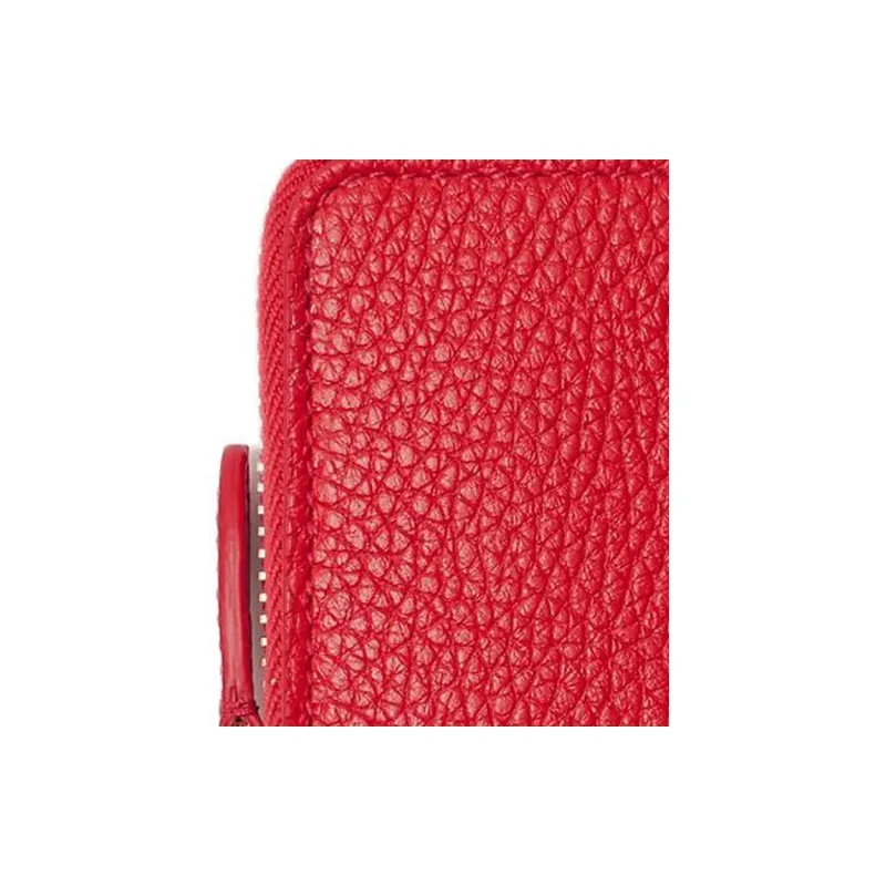 Burberry Grained Cow Leather Wallet Women's Red-3
