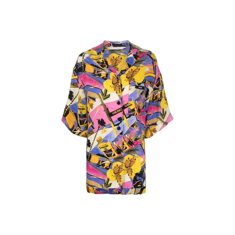 PALM ANGELS Miami Graphic print Bowling Shirt-0
