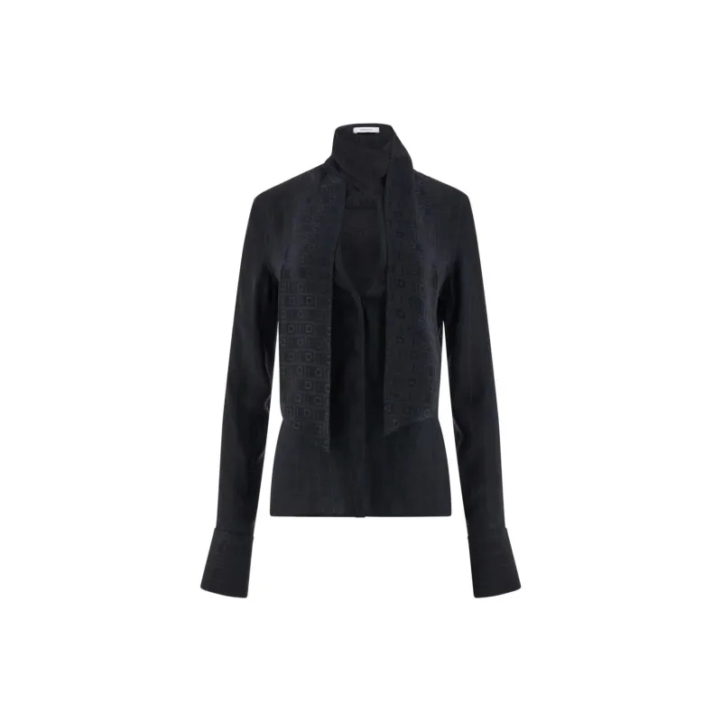 Ferragamo Gancini jacquard Silk Blouse-0
