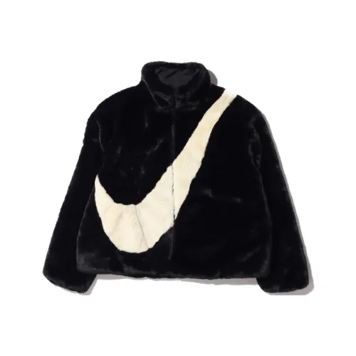 Nike Women'ss Oversized Swoosh Logo Jacket Black/Fossil