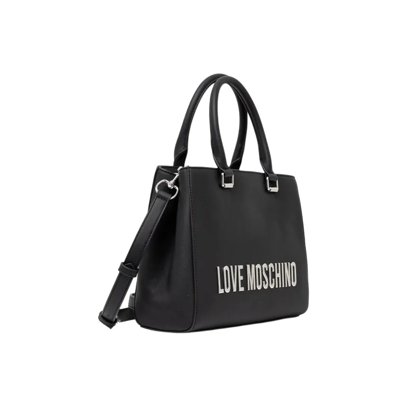 LOVE MOSCHINO Polyurethane Tote Bag, Shopping Bag, Shoulder Bag, Handbag Women's Black-1
