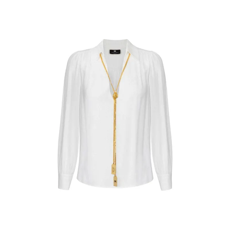 Elisabetta Franchi Necklace appliqué Georgette Blouse-0