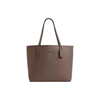 COACH City Double Sided Leather Tote Bag, Shopping Bag, Handbag Women's Dark Brown