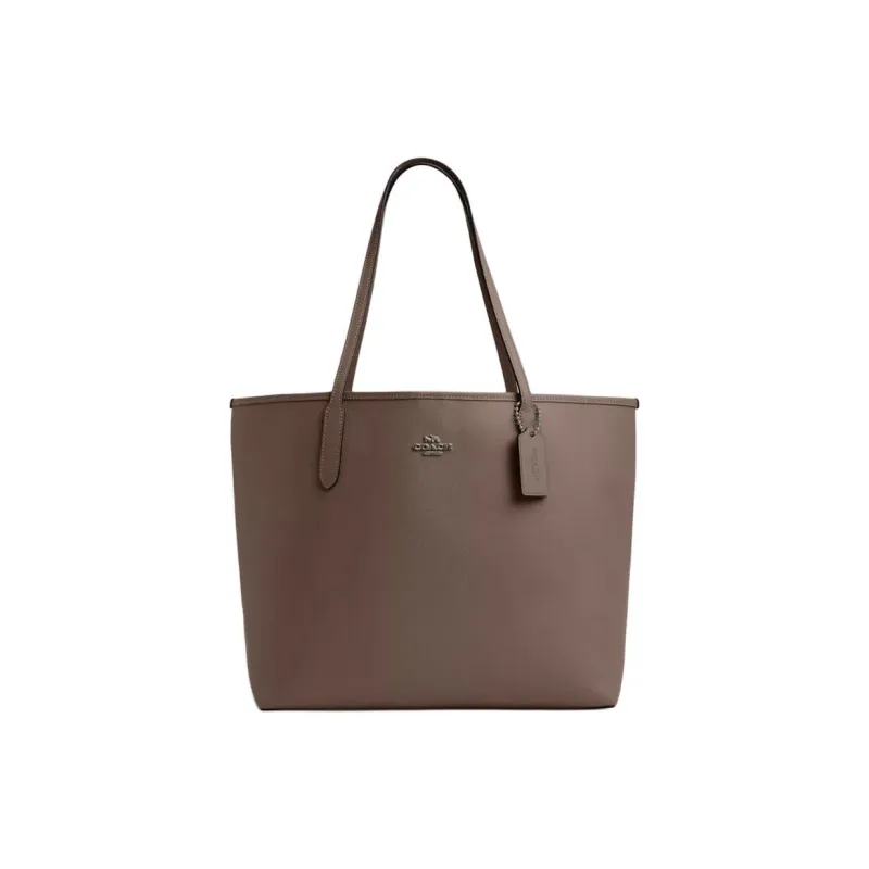 COACH City Double Sided Leather Tote Bag, Shopping Bag, Handbag Women's Dark Brown-0