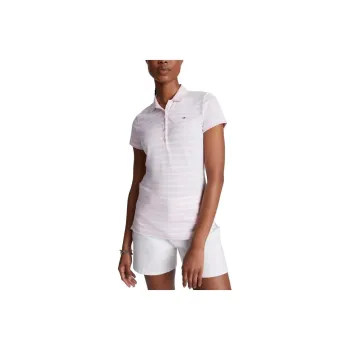 Tommy Hilfiger Slim Fit Stripe Stretch Cotton Polo T Shirts & Polos Cradle Polo Shirt Women's White