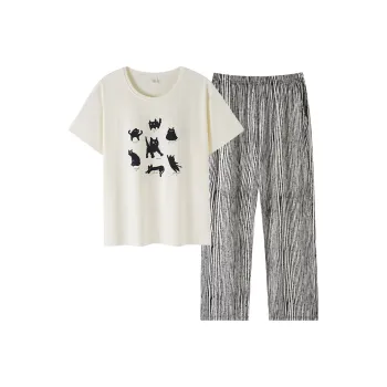 Sha Qian Pajama Set Women's Ivory White