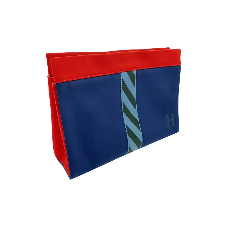 HERMES Canvas Canvas Bag Storage Bag Clutch Toiletry Bag Regular Unisex Red Blue-1