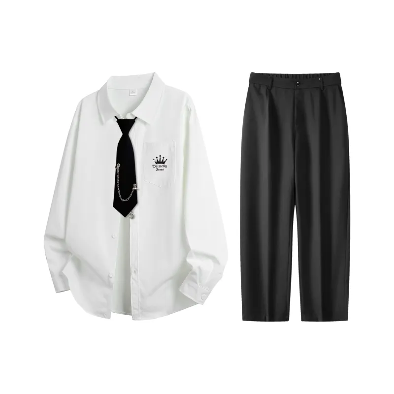 PEIMENG Shirt Matching Set Unisex White-0