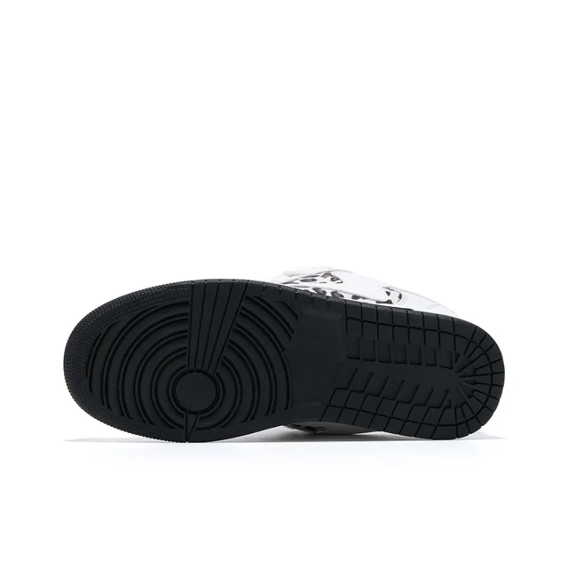 TINMUU Low Top Skateboard Shoes Unisex Leopard Print White-7