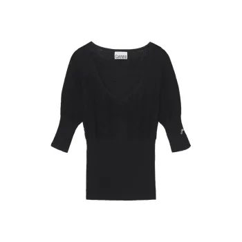 GANNI Ribbed knit Merino Wool Top