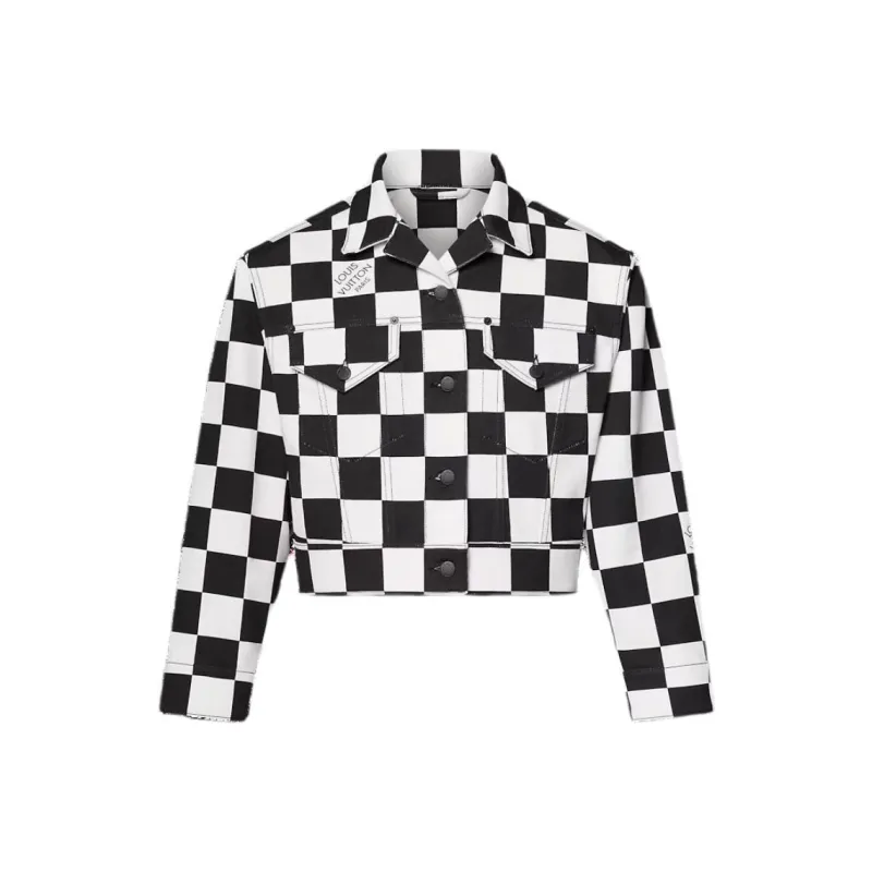 LOUIS VUITTON Cropped Damier Denim Jacket-0