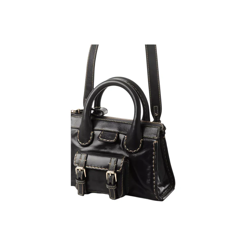 Chloe Edith Calfskin Shoulder Bag Crossbody Bag Handbag Mini Women's Black-4