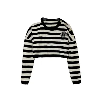 TCH Cashmere Sweaters Women's Black White Stripes