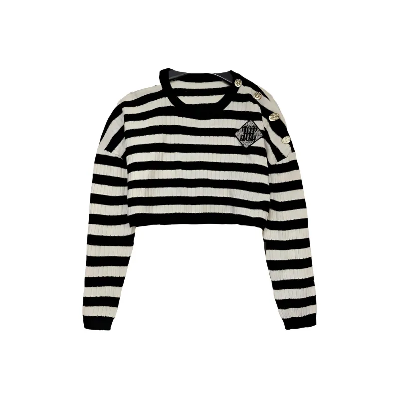 TCH Cashmere Sweaters Women's Black White Stripes-0
