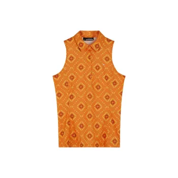 J.Lindeberg Dena Print Sleeveless Top Polo Shirt Women's Orange