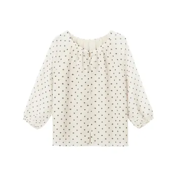 HDFULERN Shirt Women's Black And White Polka Dot