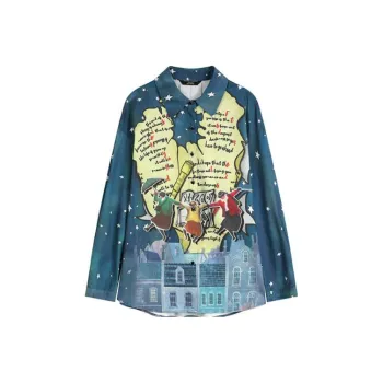 ELF SACK Shirts Women's Vintage Poster Blue