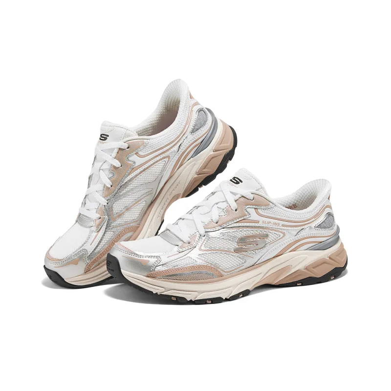 Skechers Low Top Chunky Sneakers Women's White Gold-3