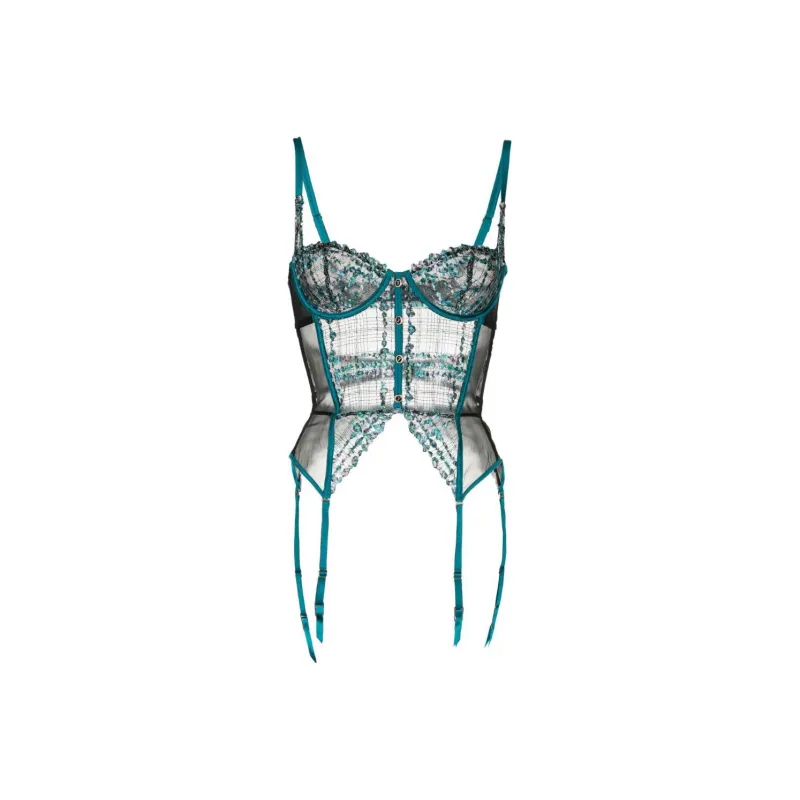 Fleur Du Mal Gabrielle Embroidered Garter Basque-0