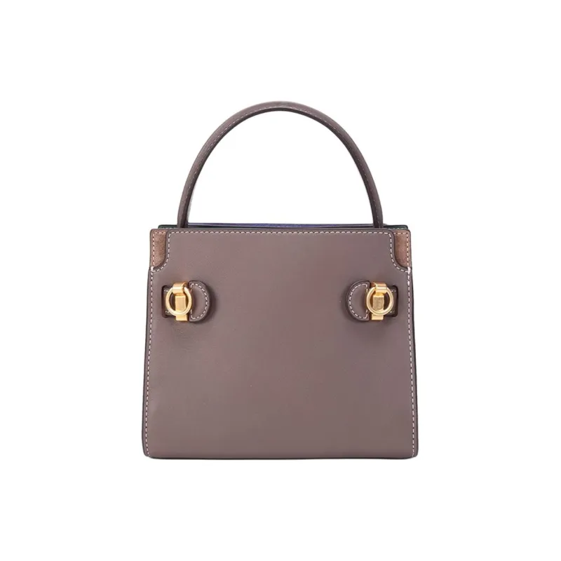 TORY BURCH Lee Radziwill Leather Handbag, Shoulder Bag, Crossbody Bag Mini Women's Clam Shell Umber-3