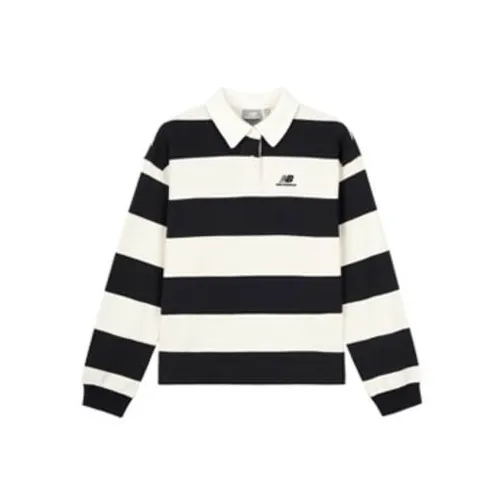 New Balance New Balance American Vintage Campus Series Polo Shirts Women's Black White-0