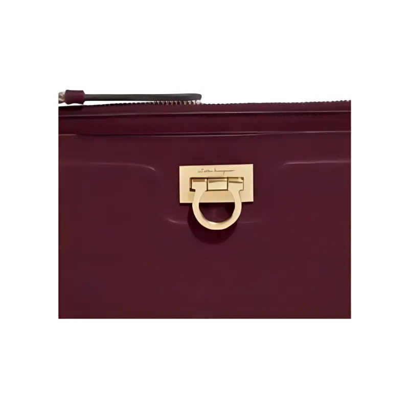 FERRAGAMO Trifolio Calfskin Shoulder Bag Women's Purple-4