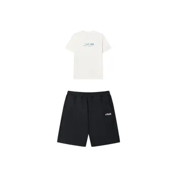 FILA Casual Sportswear Men Clothing Set Cloud White Top+Legend Blue Shorts