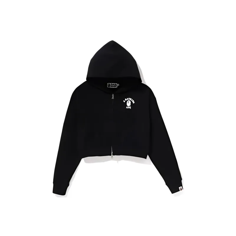 Bape Women'ss College Cropped Zip Hoodie Grey-0