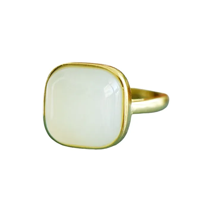 Jade Ink Love Hetian Jade Rings White Jade/Pale Greenish White Jade Women's-0