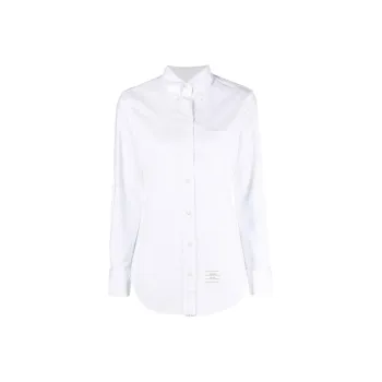 THOM BROWNE Logo Patch Button Up Poplin Shirt