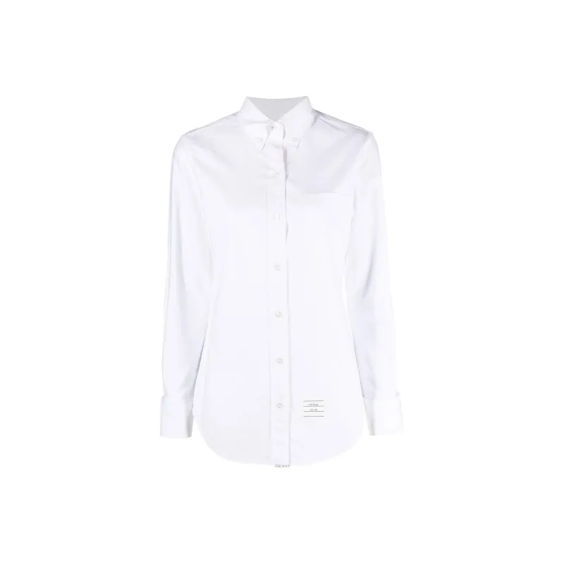 THOM BROWNE Logo-Patch Button-Up Poplin Shirt-0