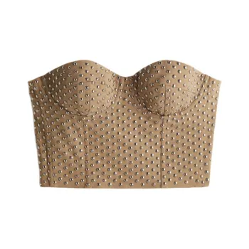 H&M Wool Blend Studded Corset Top Dark Beige