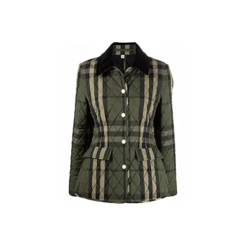 Burberry Diamond Quilted Check Jacket Green