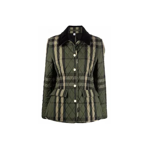 Burberry Diamond Quilted Check Jacket Green