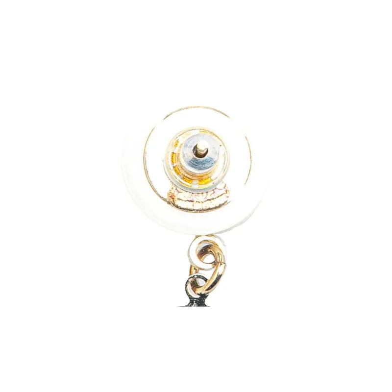 CHANEL 2007 Gold Plated Acrylic Cc Dangle Coco CHANEL Push Back Earrings Costume Earrings-2