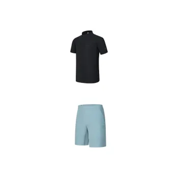 FILA Casual Sportswear Men Clothing Sets Alice Blue Top+Lark Blue Shorts