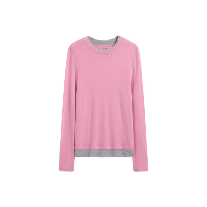 GAP Color Blocking Patchwork Slim Fit Minimalist Style Slimming Inner Layer Top Long Sleeved T Shirts Women's-6