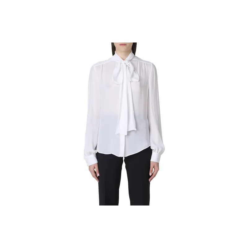 MOSCHINO Pussy bow Collar Silk Blouse-0
