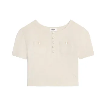 CELINE Triomphe Crop Top In Jersey Pointelle